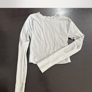 FP Movement by Free People Light Gray Two Tone Long Sleeve Top